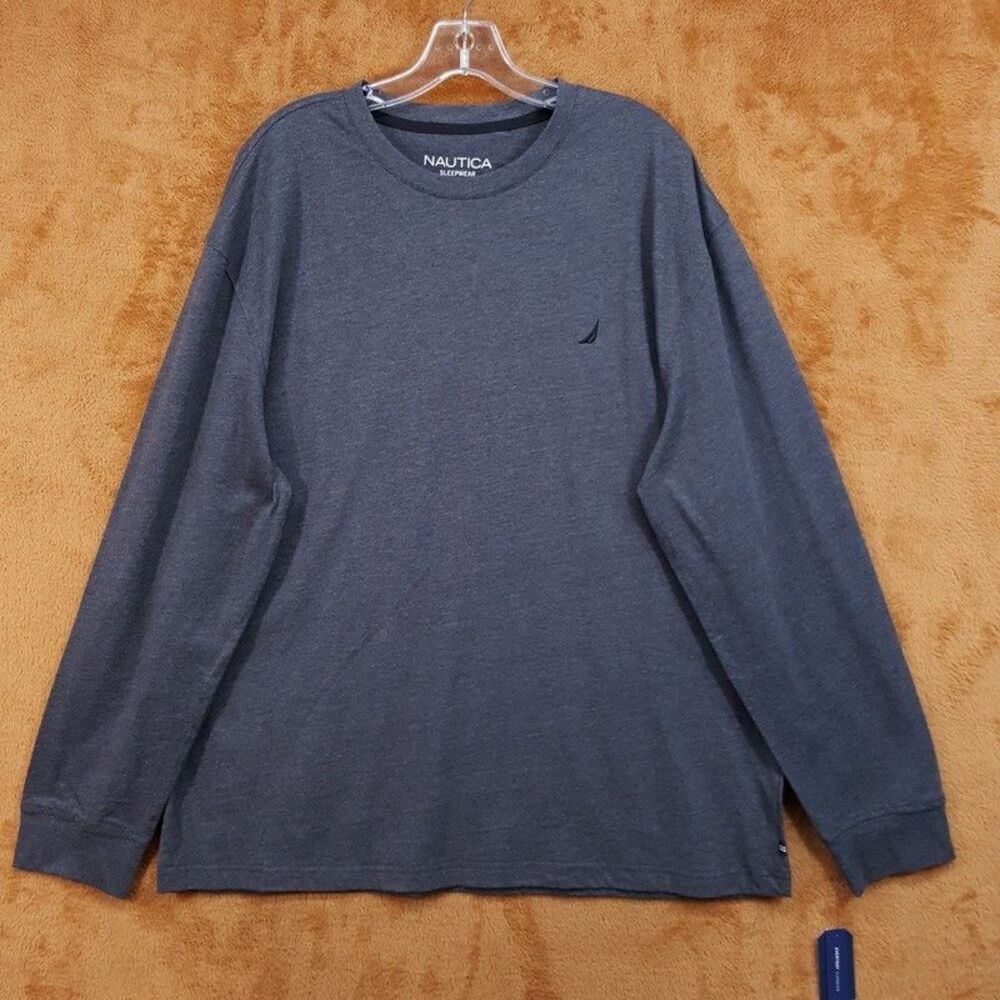 NAUTICA Shirt Mens XL Heather Grey Pullover Crew Logo PJ T-Shirt Tee